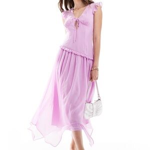 ASOS DESIGN chiffon dropped waist midi dress with frills